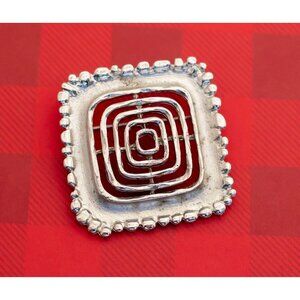 Vintage Mid Century Square Silver Tone Brooch by Coro - O3